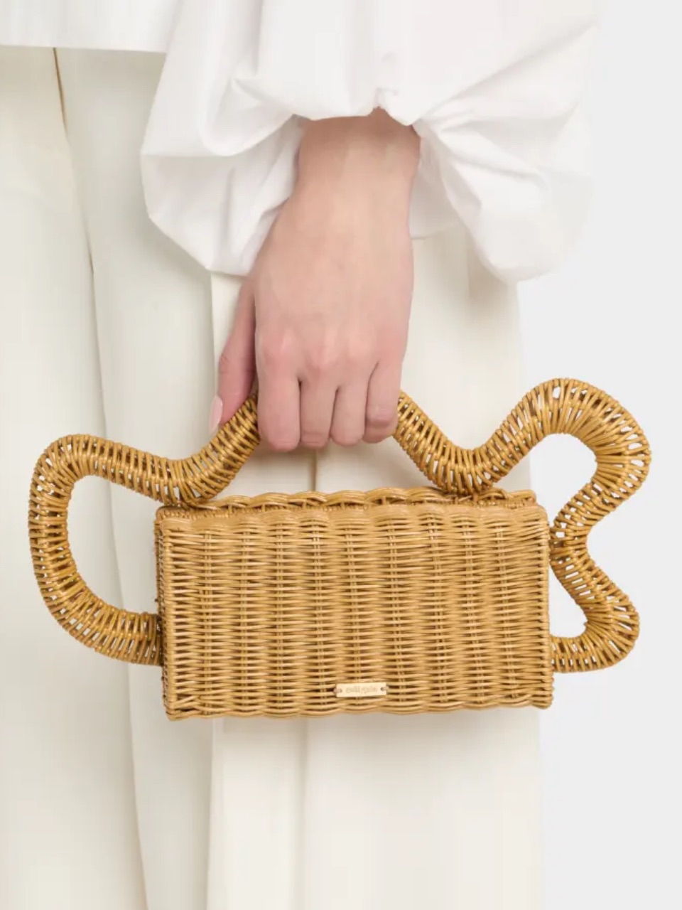 Cult Gaia Woven Rattan Handbag - Natural Tan